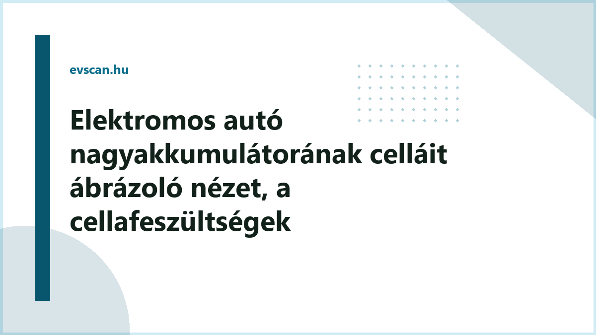 Elektromos autó nagyakkumulátorának celláit ábrázoló nézet, a cellafeszültségek egyensúlyával