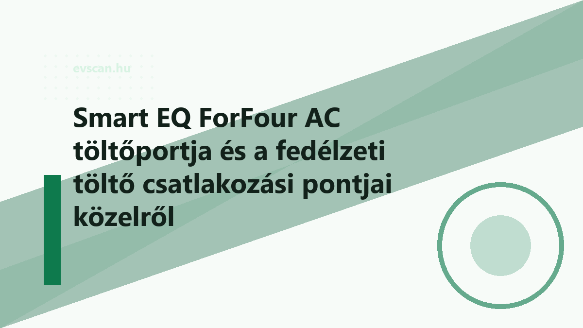 Smart EQ ForFour AC töltőportja és a fedélzeti töltő csatlakozási pontjai közelről