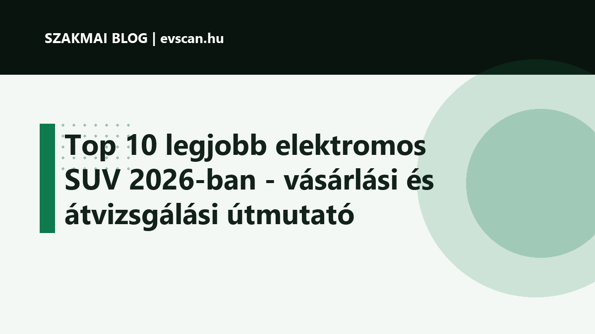 Top 10 legjobb elektromos SUV 2026-ban - vásárlási és átvizsgálási útmutató